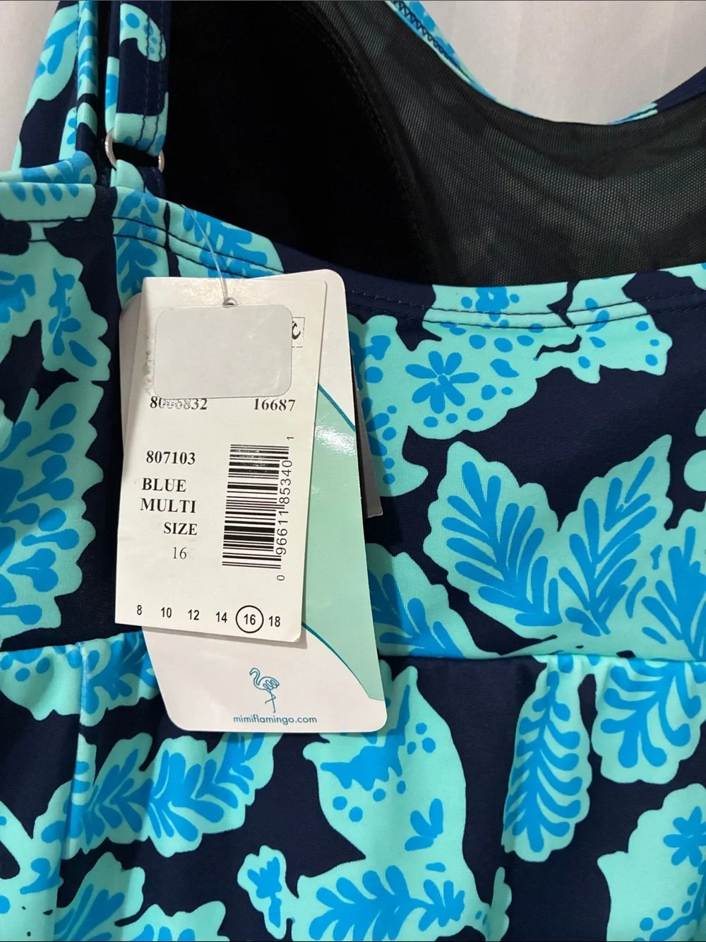 Swim Solutions Blue & Turquoise Floral One-Piece Swimdress - Picture 8 of 11